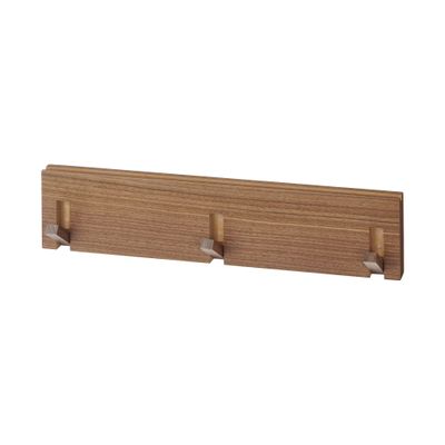 MUJI 44505199 Wall Furniture, 3 Row Hangers, Walnut Wood, Width 17.3 x Depth 1.0 x Height 3.9 inches (44 x 2.5 x 10 cm)