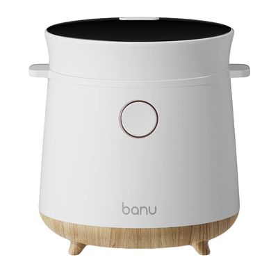 Banu Mini Low Carb Rice Cooker Japanese Low Carb Rice Cooker 3 Cups (white rice), 1 Cup (Low carb rice) Uncooked with Stainless Steel Steamer, Rice Maker Low Sugar Rice Function, 24H Delay Timer & Auto Keep Reduce One-Touch Cooking - White