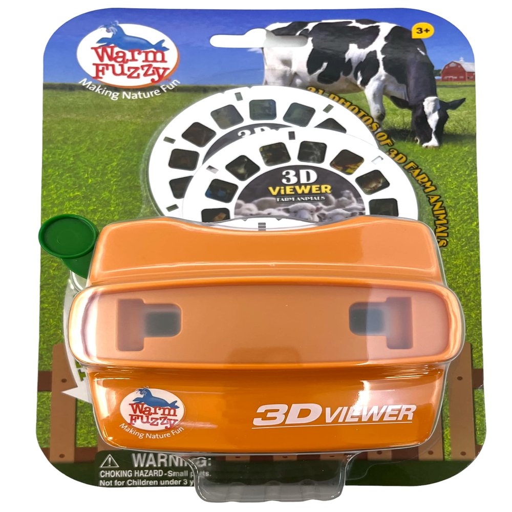 WARM FUZZY Toys 3D Viewfinder (Farm) - Viewfinder for Kids & Adults, Classic Toys, Slide Viewer, 3D Reel Viewer, Retro, Vintage Toys with 3 Reels - Contains 21 High Definition 3D Images