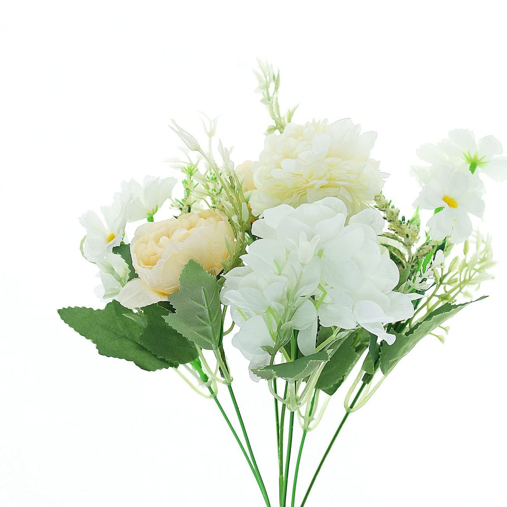2 Pack Peonies Artificial Flowers, Ivory Silk Peonies for Home Decoration and Wedding Bride Bouquet, Fake Peony Flowers Bulk as Crafts DIY Fake Plants Without Vase