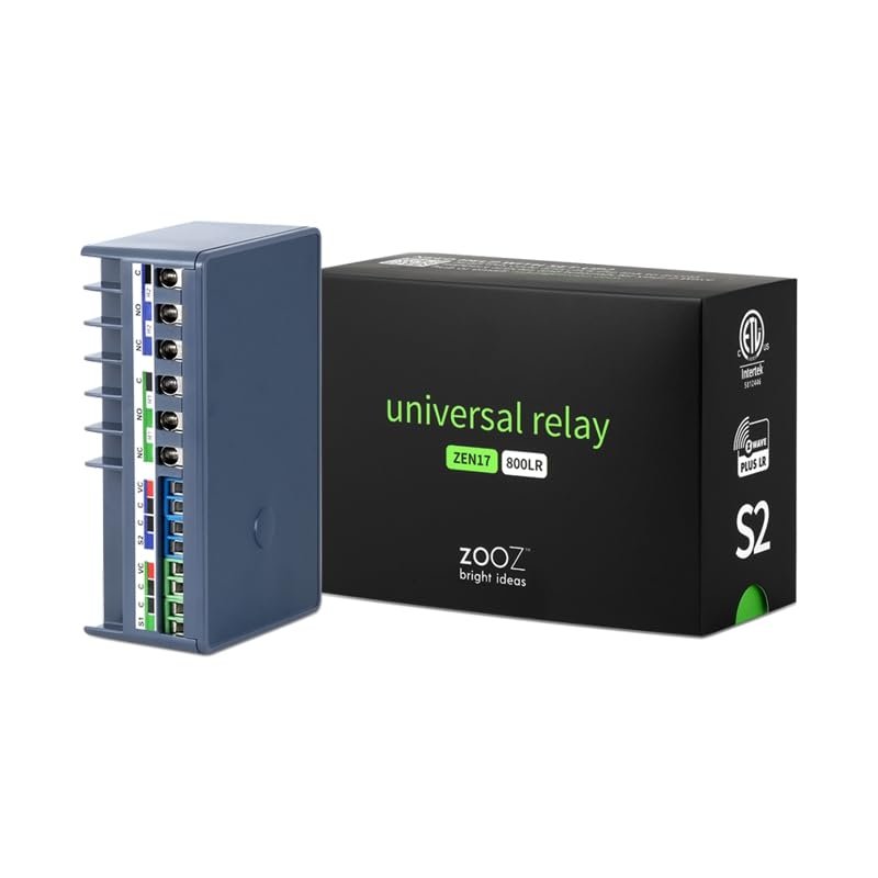 Zooz Z-Wave Long Range Relay ZEN17 800LR for Awnings, Garage Doors, Sprinklers, and More | 2 x NO-C-NC Relays (20A, 10A) | Hub Required (Compatible with Z-Box, Home Assistant, and Hubitat)