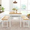 AWQM Dining Room Table Set, Kitchen Table Set with 2 Benches, Ideal for Home, Kitchen and Dining Room, Breakfast Table of 47.2x28.7x29.5 inches, Benches of 41.3x11.8x17.7 inches, Beige view 2
