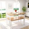 AWQM Dining Room Table Set, Kitchen Table Set with 2 Benches, Ideal for Home, Kitchen and Dining Room, Breakfast Table of 47.2x28.7x29.5 inches, Benches of 41.3x11.8x17.7 inches, Beige view 3