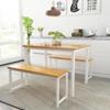AWQM Dining Room Table Set, Kitchen Table Set with 2 Benches, Ideal for Home, Kitchen and Dining Room, Breakfast Table of 47.2x28.7x29.5 inches, Benches of 41.3x11.8x17.7 inches, Beige view 4
