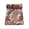 Kantha Indian Throw Handmade King Blanket Size Unique Art Boho Blanket Pure Printed Cotton Owl New Quilt (Brown, 108x108 Inches) view 1