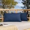 Kevin Textile Pack of 2 Decorative Outdoor Waterproof Throw Pillow Covers Checkered Lumbar Pillowcases Classic Cushion Cases for Patio Couch Bench 12 x 20 Inch Blue view 1