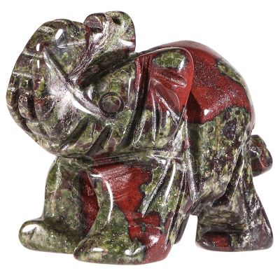 Amogeeli 1.5 Inches Healing Crystal Elephant Figurine, Hand-Carved Trunk Up Elephant Stone Animal Statue Home Decoration for Luck & Wealth