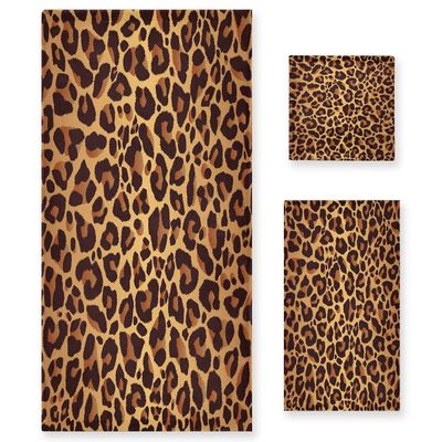 ALAZA Leopard Animal Print Vintage Soft 3 Piece Bath Towels Set for Bathroom Spa Hotel, 1 Bath Towel+ 1 Hand Towel+ 1 Washcloth