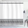 Ambesonne Abstract Simple Shower Curtain Set with Hooks, Minimal Classic Greek Inspired Pattern Monochrome Design, Washable Fabric Decor for Master & Guest Bathroom, 69" W x 75" L, Charcoal Grey White view 1