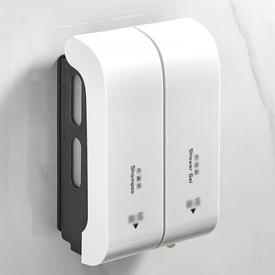 BDPP Adhesive Soap Dispenser Wall Mounted Manual Soap Dispenser Bathroom Shower Gel Liquid Shampoo Dispenser Holder (Color : White, Size : Double Head)