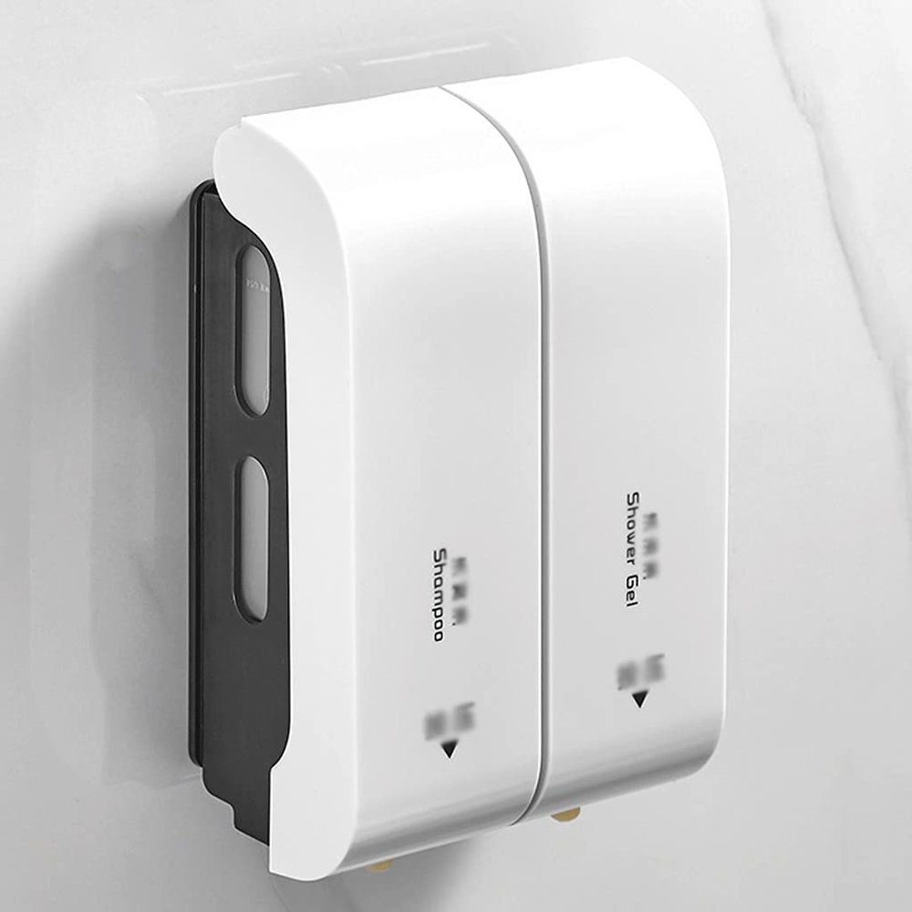 BDPP Adhesive Soap Dispenser Wall Mounted Manual Soap Dispenser Bathroom Shower Gel Liquid Shampoo Dispenser Holder (Color : White, Size : Double Head)