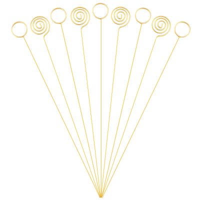 Ferraycle 40 Pcs Floral Card Holder Picks 13'' Metal Flower Gift Place Card Stick Circle Swirl Round Photo Holder Sticks for Bouquets Name Number Picture Wedding Centerpieces Birthday Party