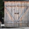 Ambesonne Rustic Shower Curtain, Old Wooden Garage Door American Native Country Farm Style Art Image, Cloth Fabric Bathroom Decor Set with Hooks, 69" W x 75" L, Bronze Charcoal view 3