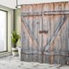 Ambesonne Rustic Shower Curtain, Old Wooden Garage Door American Native Country Farm Style Art Image, Cloth Fabric Bathroom Decor Set with Hooks, 69" W x 75" L, Bronze Charcoal view 4