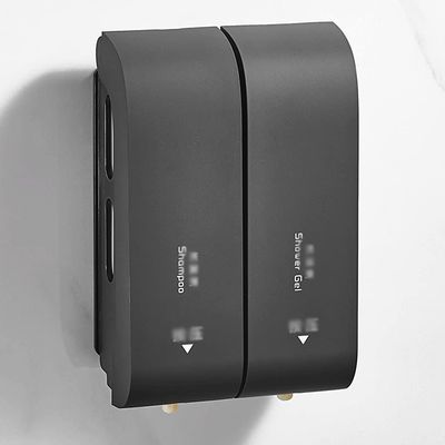 Adhesive Soap Dispenser Wall Mounted Manual Soap Dispenser Bathroom Shower Gel Liquid Shampoo Dispenser Holder (Color : Black, Size : Double Head)