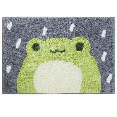 Ankah Bath Mat Cute Shower Rug, Luxury Shaggy High Absorbent and Anti Slip, Machine Washable Fit for Bathtub, Shower and Bathroom, 19.68" x 31.49", Little Frog