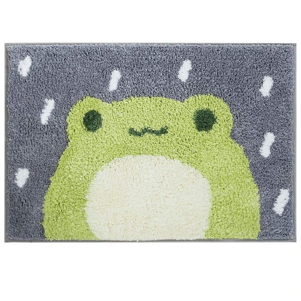 Ankah Bath Mat Cute Shower Rug, Luxury Shaggy High Absorbent and Anti Slip, Machine Washable Fit for Bathtub, Shower and Bathroom, 19.68" x 31.49", Little Frog