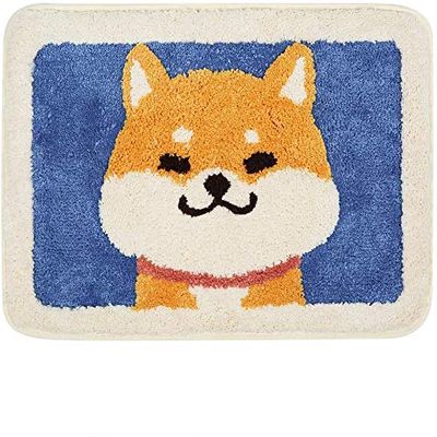 Ankah Dog Series Bath Rug, Cute Shiba and Corgi Animal Collection, Soft Shaggy Plush, Non-Slip, Highly Absorbent, Machine Washable Carpet for Bathroom Decor, Shower Use, 19.7" x 31.5", Akita