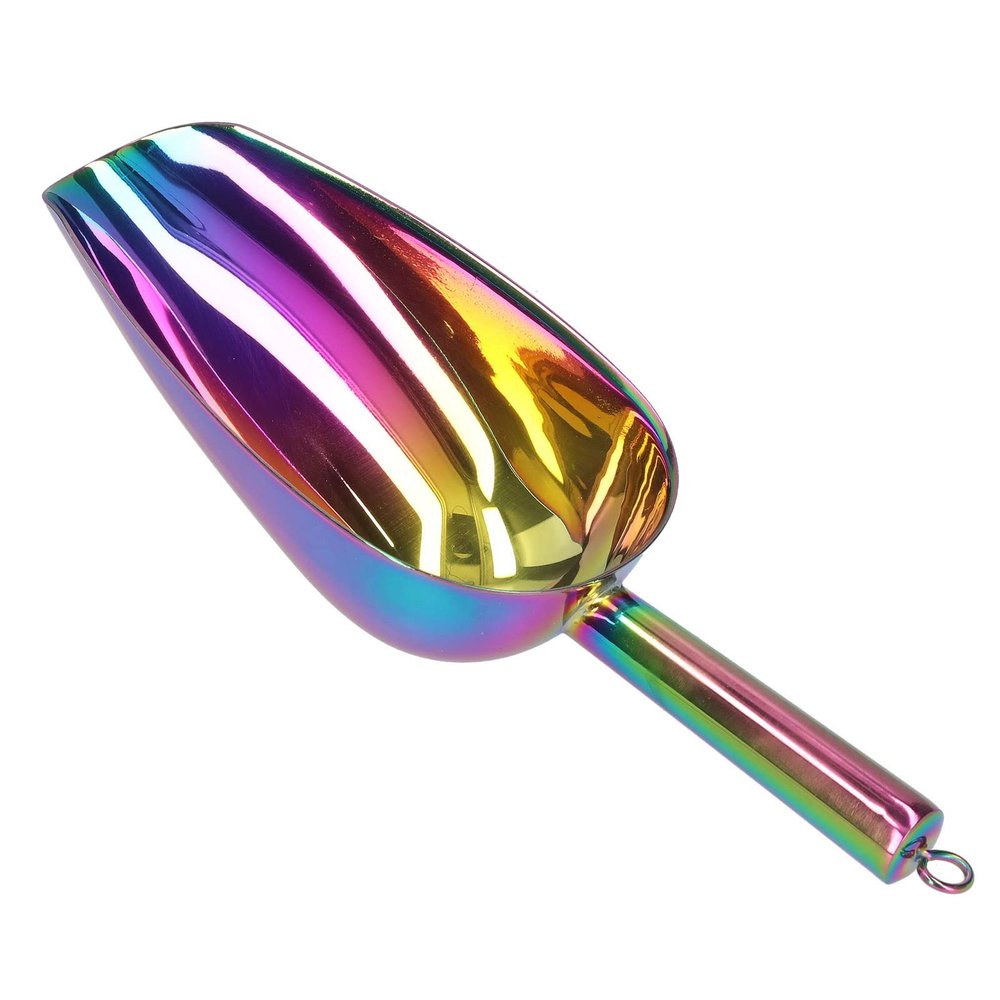 Stainless Steel Ice Scooper, Ice Flour Utility Scoop Round Bottom for Home Bar(#2)