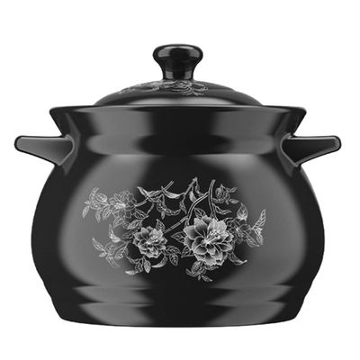 1Pc Ceramic Stew Pot Wear-resistant Multipurpose Cooking Pot with Handles Heat-resistant Cover for People Beautiful Design for Kitchen Use