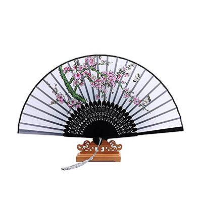 DUO ER Pocket Hand Folding Fan Chinese Style Silk Fan Vintage Wedding Party Dance Accessories Home Decoration Ornaments Crafts (Color : 3, Fan Size : 8.3 inches)