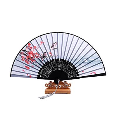 DUO ER Pocket Hand Folding Fan Chinese Style Silk Fan Vintage Wedding Party Dance Accessories Home Decoration Ornaments Crafts (Color : 4, Fan Size : 8.3 inches)