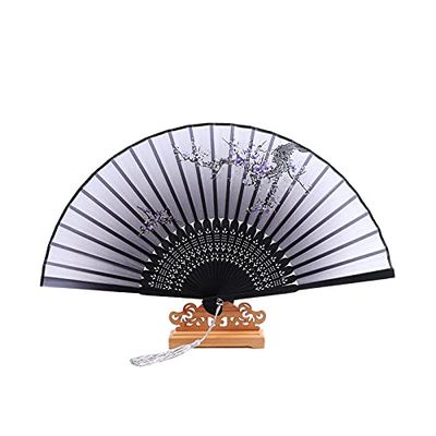 DUO ER Pocket Hand Folding Fan Chinese Style Silk Fan Vintage Wedding Party Dance Accessories Home Decoration Ornaments Crafts (Color : 15, Fan Size : 8.3 inches)