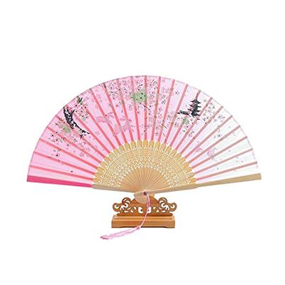 DUO ER Silk Folding Fan Japanese Cherry Blossoms Hand Fan Home Decoration Ornaments Wedding Party Dance Accessories (Color : 10, Fan Size : 8.3 inches)
