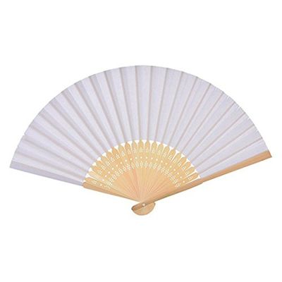 DUO ER 30pcs Folding Paper Hand Fan Custom Halloween Ladies Baby Shower Wedding Favors Gift Birthday Party Decoration