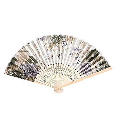DUO ER Carnival Festival Hand Stain Fan Large Folding Fan Printing Kung Fu Fan Satin Bamboo Bone Fan Gift Wedding Dance (Color : 8)