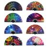 DUO ER Carnival Festival Hand Stain Fan Large Folding Fan Printing Kung Fu Fan Satin Bamboo Bone Fan Gift Wedding Dance (Color : 8) view 2