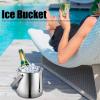 1300Ml Capacity Ice Bucket, Stainless Steel Wine Ice with Bucket Lid, Handle and Ice Tongs, Insulated Ice Bucket Suitable for Families, Barbecues, Picnics and Bars view 3
