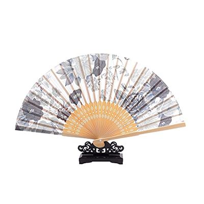 DUO ER Silk Hand Fan Chinese Style Japanese Folding Fan Home Decoration Ornaments Wedding Party Dance Accessories (Color : 5, Fan Size : 8.3 inches)