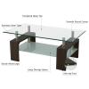 2 Tier Glass Coffee Table Room Tempered Glass Coffee Table Center Table Modern Side Rectangular Tea Table Oval Glass End Table with Shelf and Metal Legs for Home Office Living Room (Ship from USA) view 4