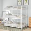 Metal Triple Bunk Beds, Twin-Over-Twin-Over-Twin Bunk Beds Frame with Safety Guardrails and Built-in Ladder for Kids & Teens, Can Be Split Into 3 Independent Bed (White + Metal + Twin-Twin-Twin) view 1