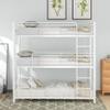 Metal Triple Bunk Beds, Twin-Over-Twin-Over-Twin Bunk Beds Frame with Safety Guardrails and Built-in Ladder for Kids & Teens, Can Be Split Into 3 Independent Bed (White + Metal + Twin-Twin-Twin) view 3