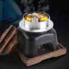 Aluminum Alloy Chafing Dish Set - Japanese Hot Pot with Wooden Lid and Burner Stove,L view 2