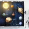 Ambesonne Science Shower Curtain, Realistic Illustration of Solar System Sun Planets Orbit Astronomy Outer Space, Cloth Fabric Bathroom Decor Set with Hooks, 69" W x 84" L, Dark Night Blue Brown view 1