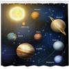 Ambesonne Science Shower Curtain, Realistic Illustration of Solar System Sun Planets Orbit Astronomy Outer Space, Cloth Fabric Bathroom Decor Set with Hooks, 69" W x 84" L, Dark Night Blue Brown view 2