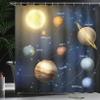 Ambesonne Science Shower Curtain, Realistic Illustration of Solar System Sun Planets Orbit Astronomy Outer Space, Cloth Fabric Bathroom Decor Set with Hooks, 69" W x 84" L, Dark Night Blue Brown view 3