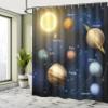 Ambesonne Science Shower Curtain, Realistic Illustration of Solar System Sun Planets Orbit Astronomy Outer Space, Cloth Fabric Bathroom Decor Set with Hooks, 69" W x 84" L, Dark Night Blue Brown view 4