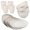12pcs Wheat Straw Dinnerware Sets, Wheat Straw Plates and Bowls Sets for 4 Microwave Dishwasher Safe Lightweight Beige view 1