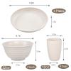 12pcs Wheat Straw Dinnerware Sets, Wheat Straw Plates and Bowls Sets for 4 Microwave Dishwasher Safe Lightweight Beige view 2