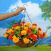 Chain Hanging Basket Flowerpot Artificial Carnations Flower Silk Flowers Orange (Small Basket) view 2