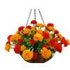 Chain Hanging Basket Flowerpot Artificial Carnations Flower Silk Flowers Orange (Small Basket) view 3
