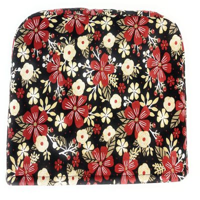 2 Slice Slot Red and Cream Flowers with Taupe Tan Leaves Reversible Toaster Kitchen Appliance Dust Cover Cozy 11.5(l) x 7.5(h) x 5.5(w)