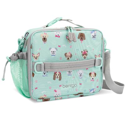 Bentgo Kids Lunch Bag - Durable, Double-Insulated Lunch Bag for Kids 3+; Holds Lunch Box, Water Bottle, & Snacks; Easy-Clean Water-Resistant Fabric & Multiple Zippered Pockets (Puppy Love)