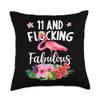 11 years old and Flocking fabulous Flamingo Girl Birthday P Throw Pillow view 1