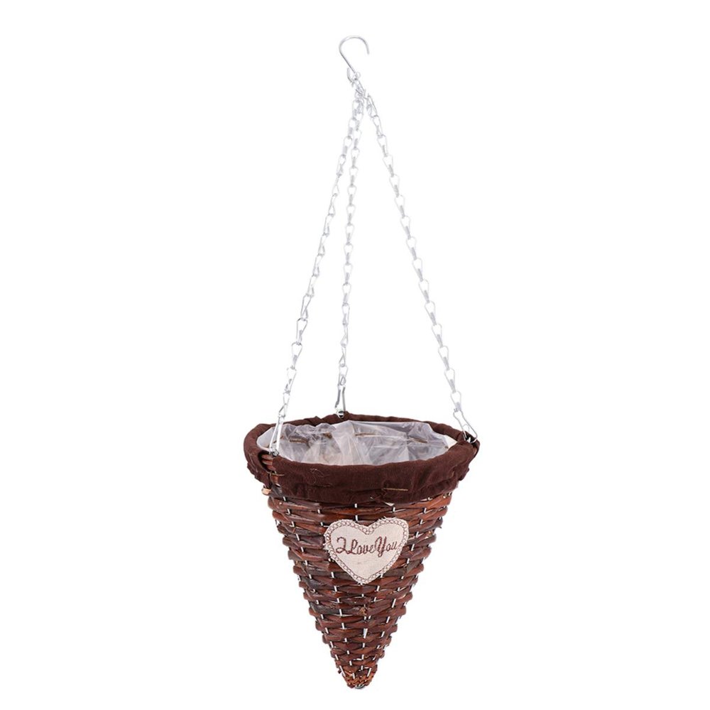 Cabilock 1Pc Boho Hanging Basket Garden Hanging Basket Rattan Cone Shaped Grower Outdoor pots Flower Planter Basket Plants pots Indoor Rattan Basket Wooden lace Vine
