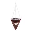 Cabilock 1Pc Boho Hanging Basket Garden Hanging Basket Rattan Cone Shaped Grower Outdoor pots Flower Planter Basket Plants pots Indoor Rattan Basket Wooden lace Vine view 1